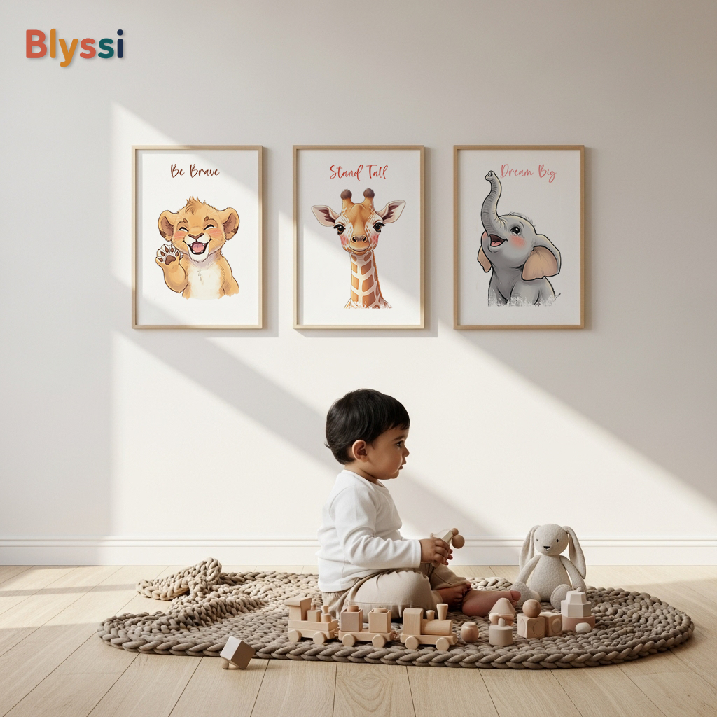 Nursery Animal Wall Art Set β Be Brave, Stand Tall, Dream Big (Set of 3 Prints)