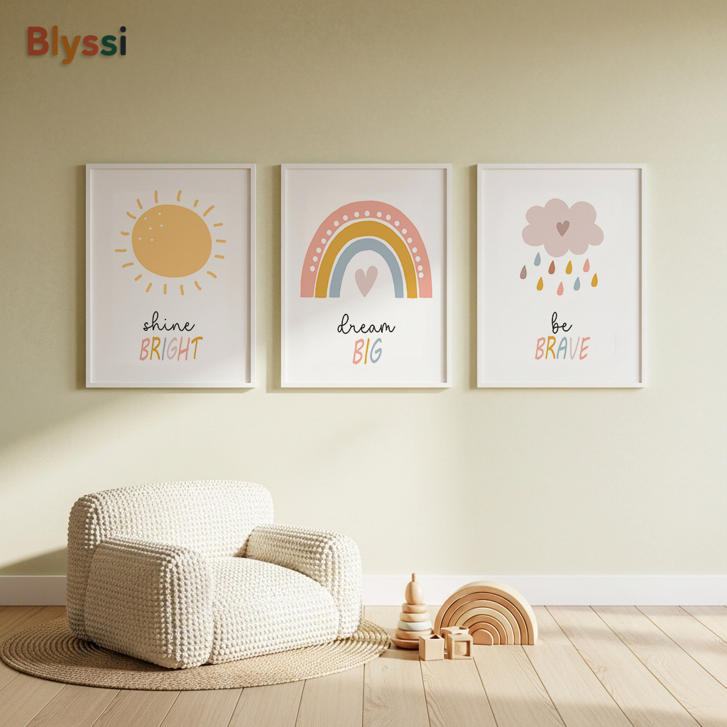 Inspirational Kids Wall Art β Be Brave, Dream Big, Shine Bright (Set of 3)