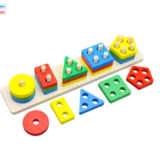 ✨ 5 Column Wooden Geometric Shape Matching Toy