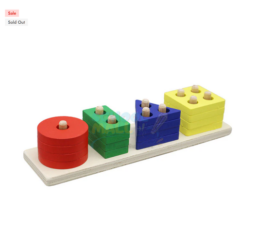 ✨ 4 Column Wooden Shape Sorting & Stacking Toy